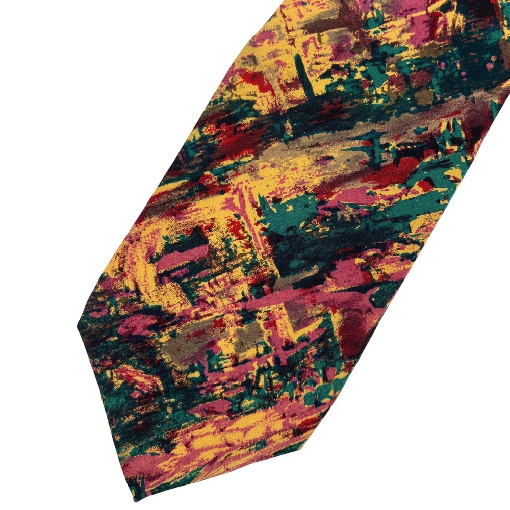 Miles Davis Abstract Silk Tie Mens Multicolor Jazz Art Painterly Made in USA 4in